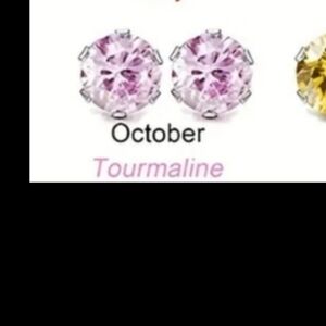 Stainless steel tourmaline cubic zirconia earrings silver  october birthstone